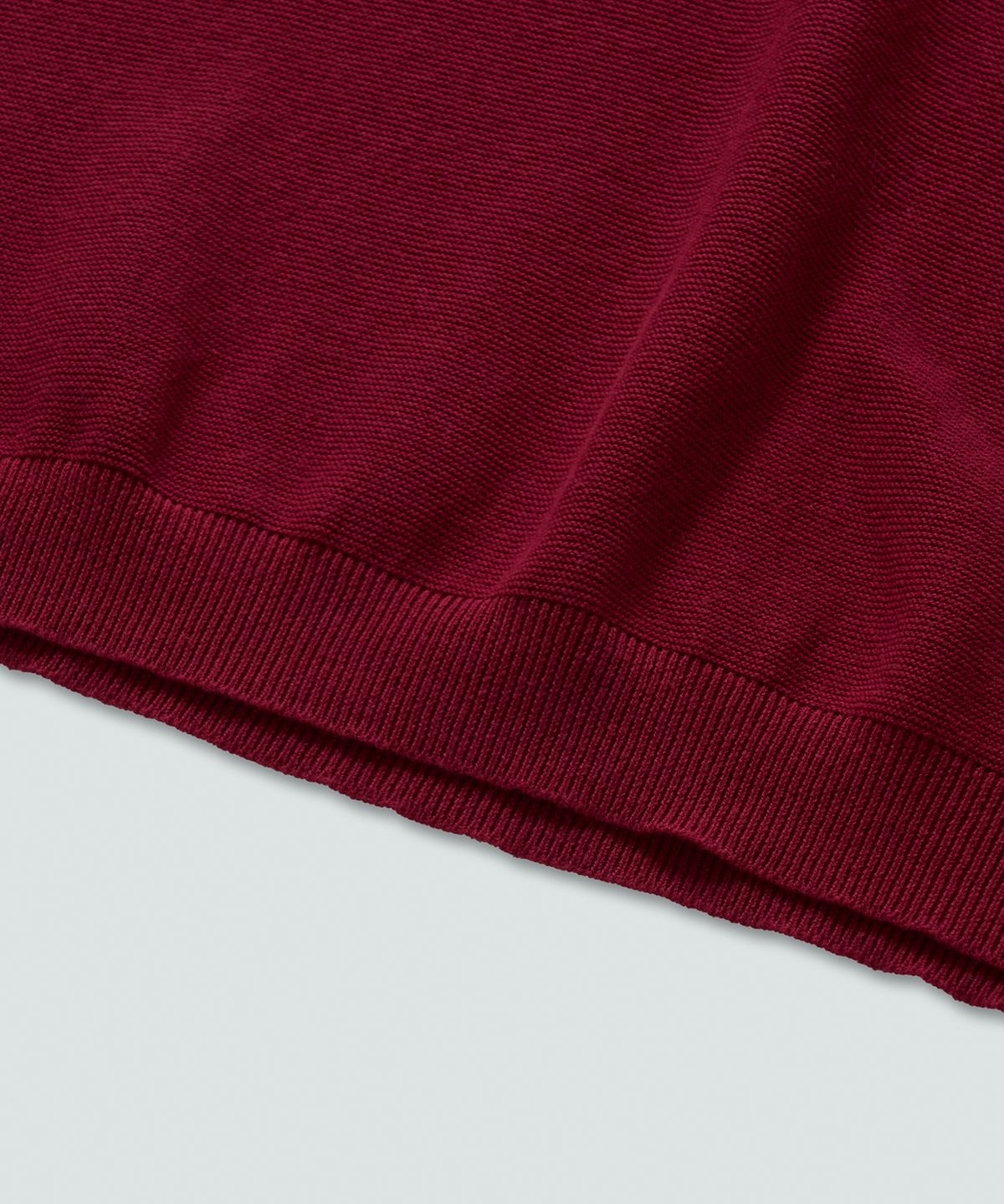 필프(PEALP) Half-Open Collar Short-Sleeved Cotton Knit (Deep Red)