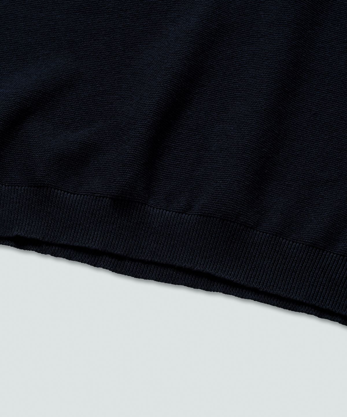 필프(PEALP) Half-Open Collar Short-Sleeved Cotton Knit (Navy)