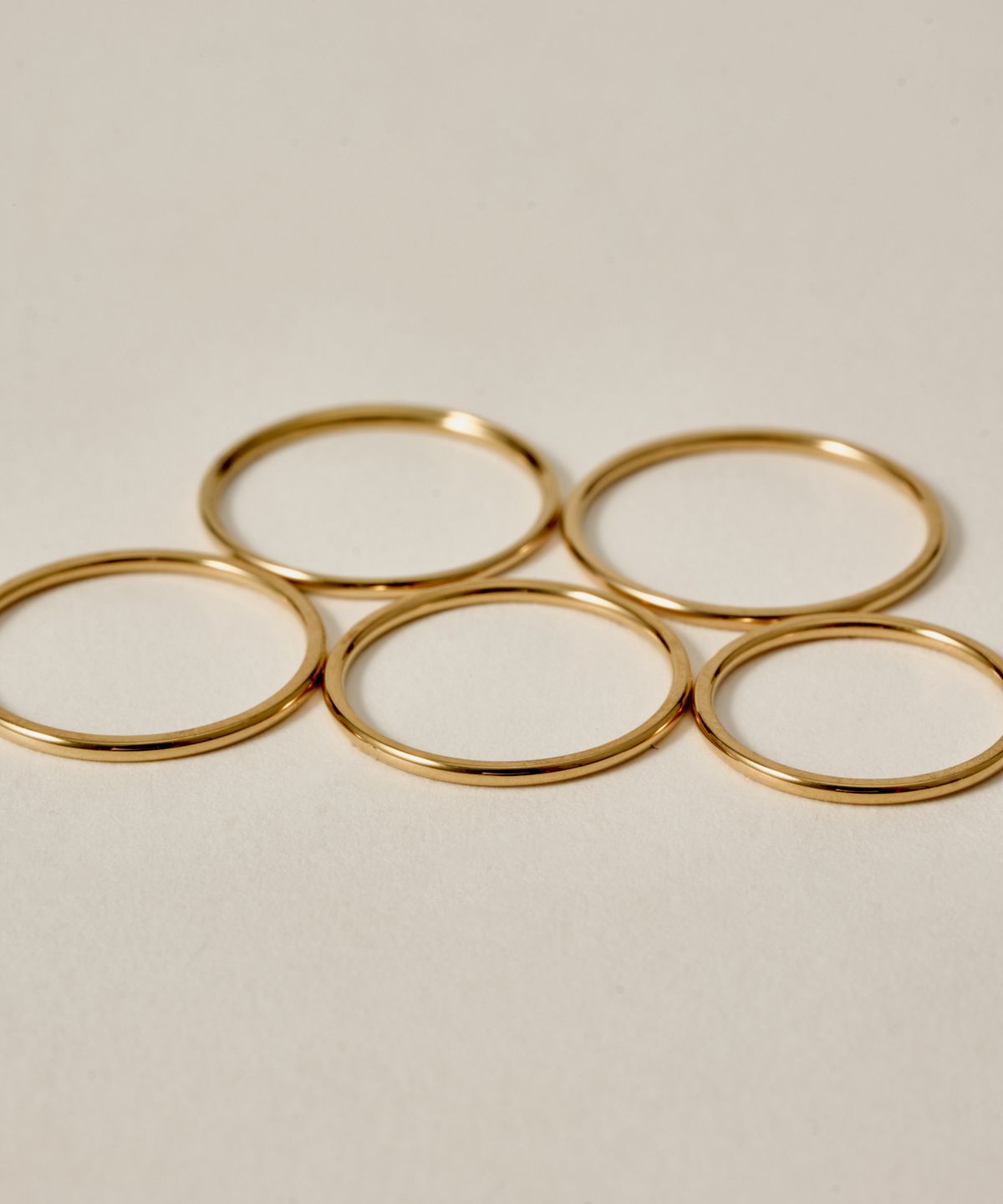 노비스도쿄(NOVICE TOKYO) 슬림 링 5세트 Thin Ring 5 set［Stainless］/ Gold