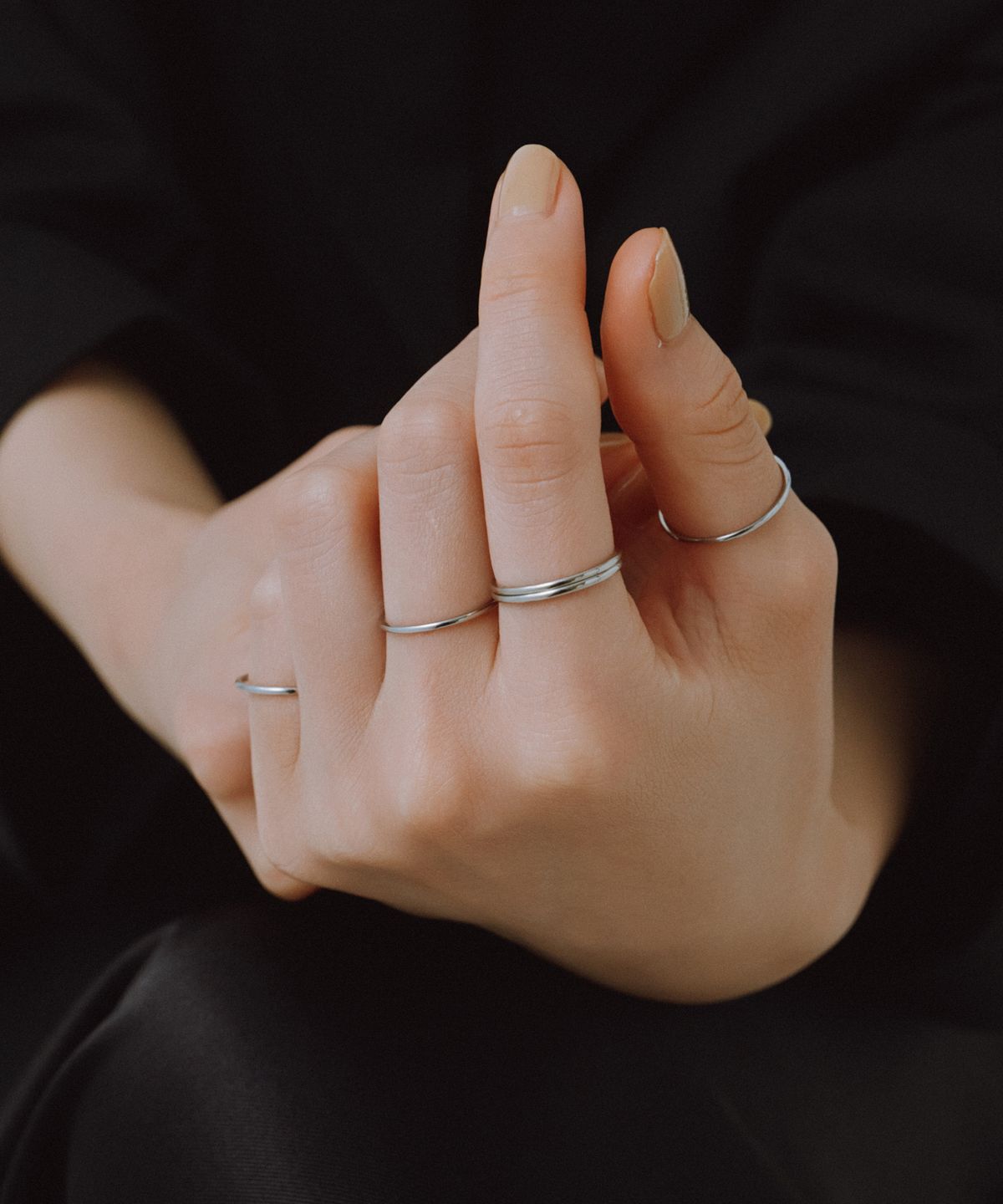 노비스도쿄(NOVICE TOKYO) 슬림 링 5세트 Thin Ring 5 set［Stainless］/ Silver