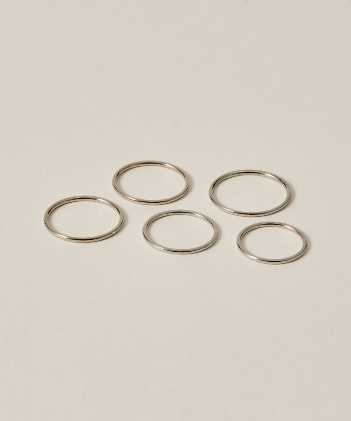 노비스도쿄(NOVICE TOKYO) 슬림 링 5세트 Thin Ring 5 set［Stainless］/ Silver