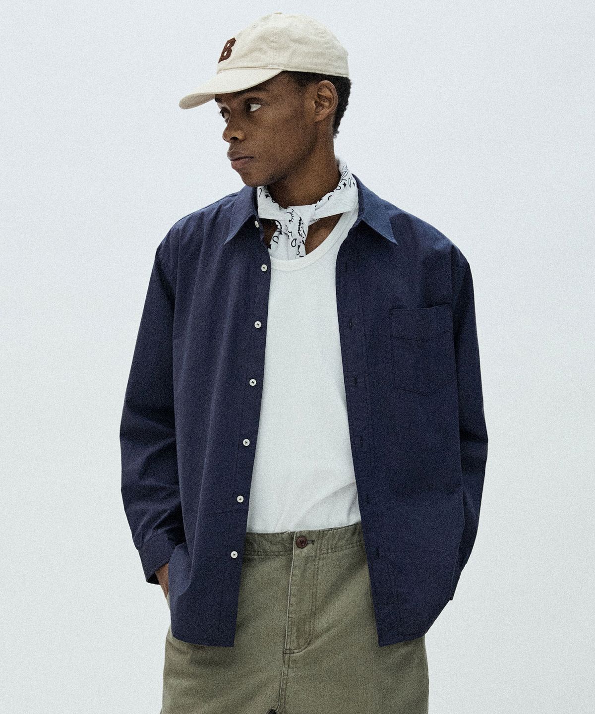 필프(PEALP) Basic Botton Shirt (Navy)