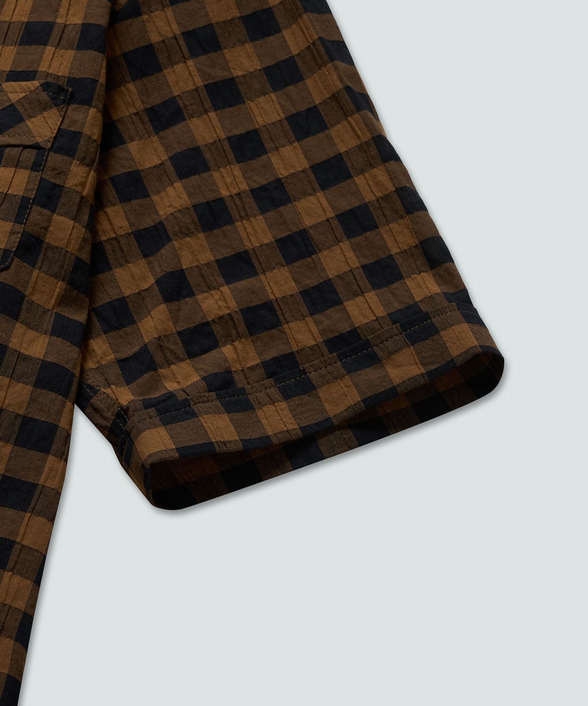 필프(PEALP) Gingham Check Cabra Half Shirts (Brown)