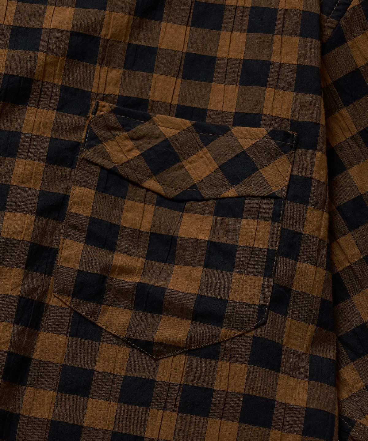 필프(PEALP) Gingham Check Cabra Half Shirts (Brown)