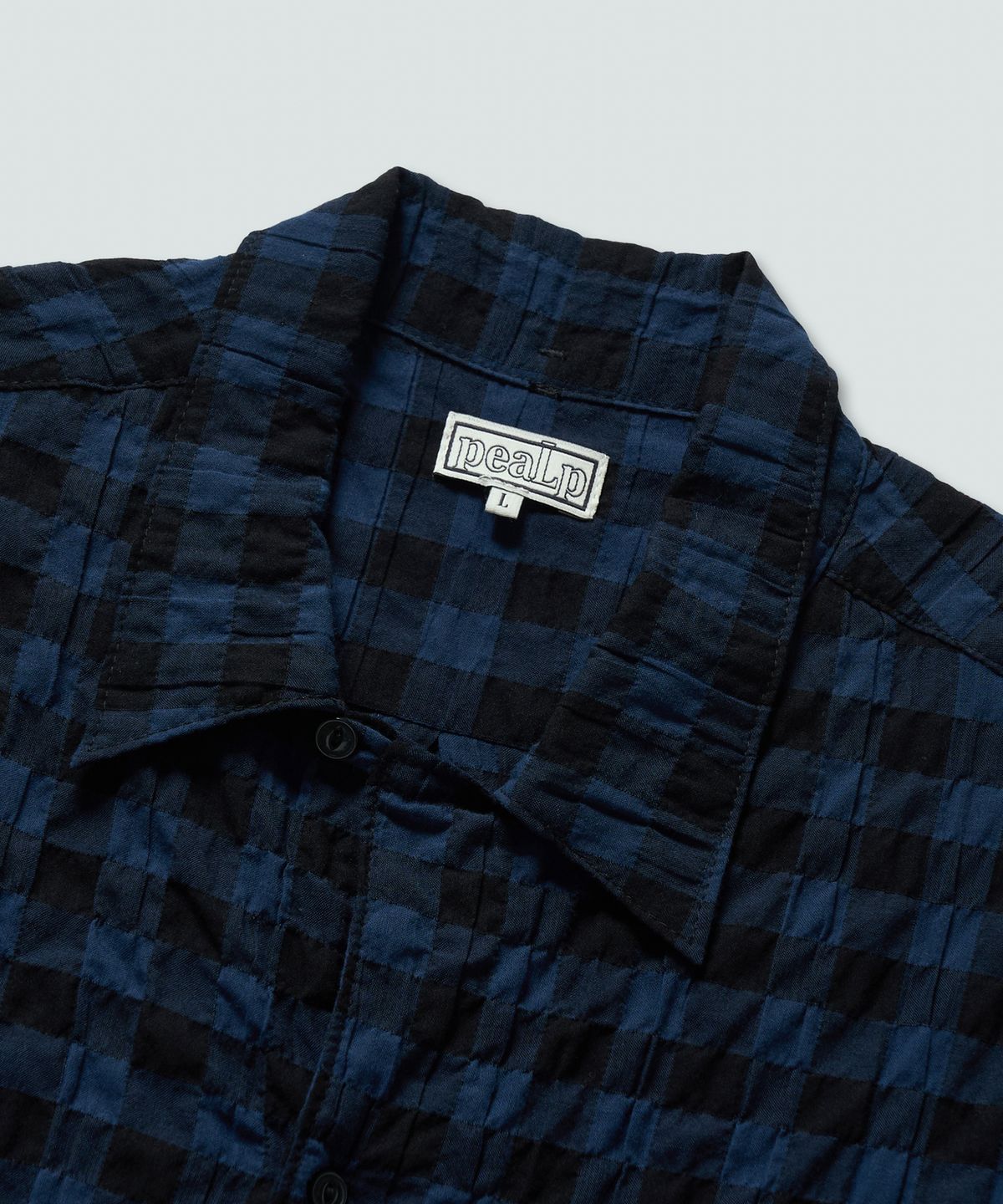 필프(PEALP) Gingham Check Cabra Half Shirts (Blue)