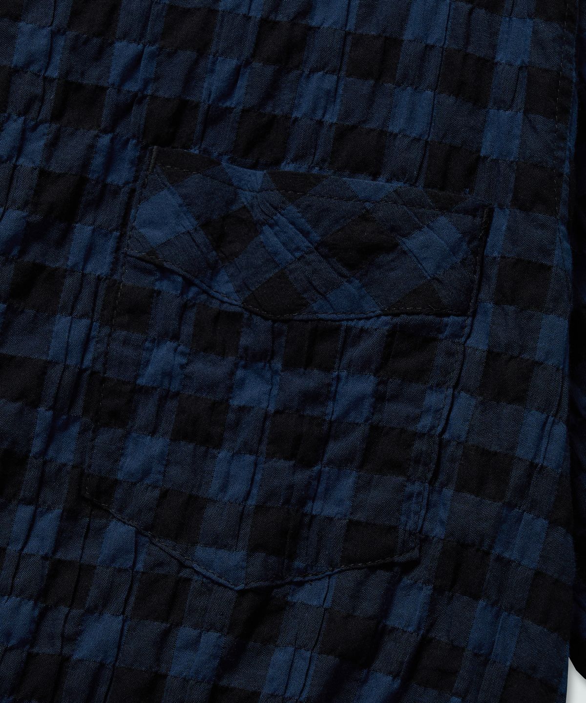 필프(PEALP) Gingham Check Cabra Half Shirts (Blue)