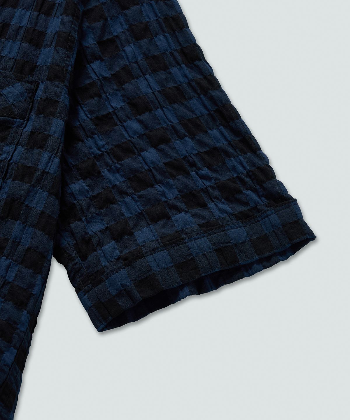 필프(PEALP) Gingham Check Cabra Half Shirts (Blue)