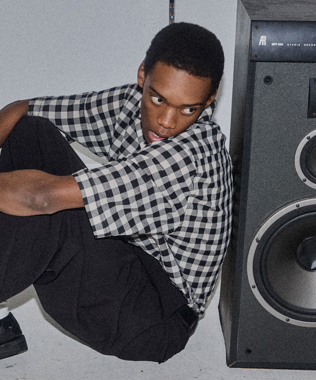 필프(PEALP) Gingham Check Cabra Half Shirts (Black)