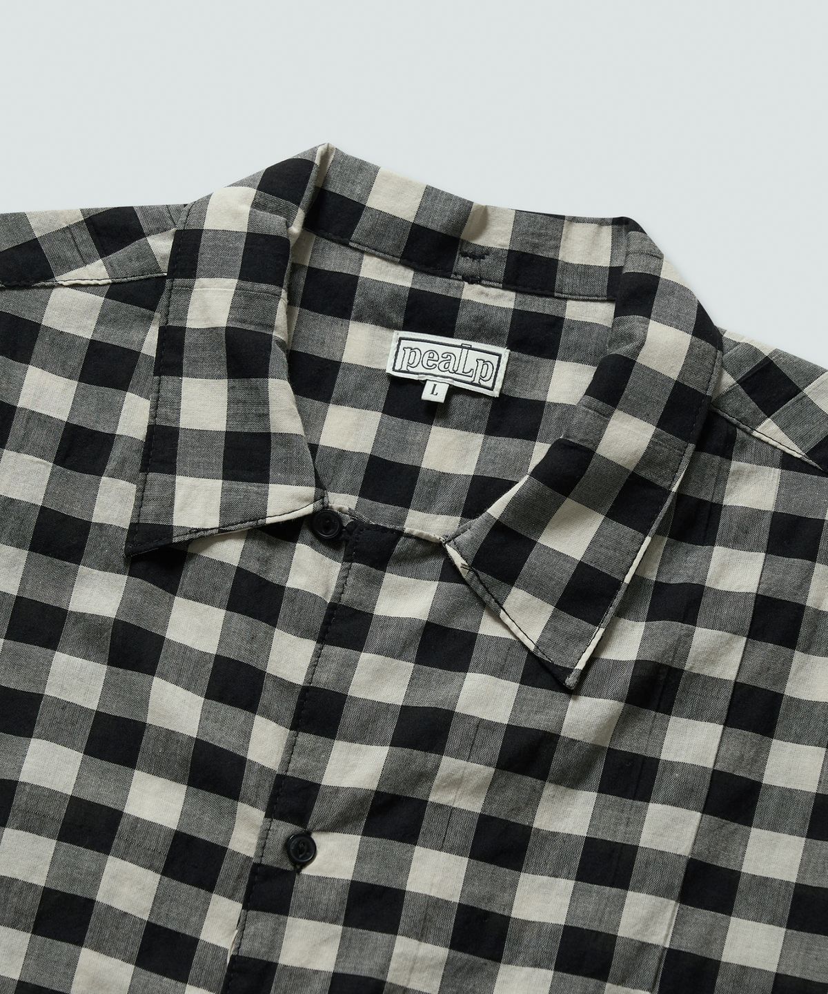필프(PEALP) Gingham Check Cabra Half Shirts (Black)