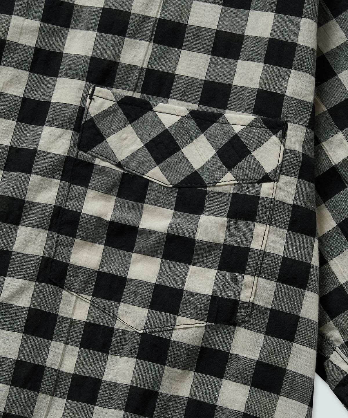 필프(PEALP) Gingham Check Cabra Half Shirts (Black)