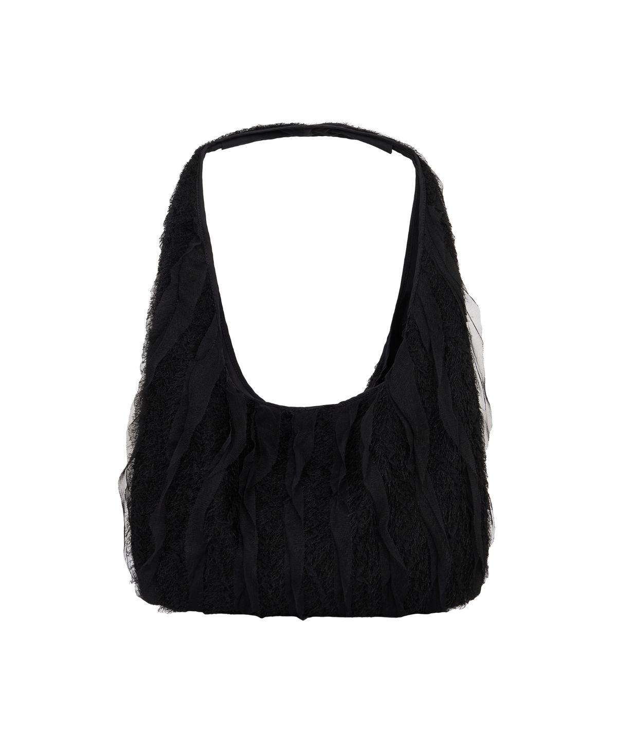 트리밍버드(TREEMINGBIRD) Fray Lace Double Layered Bag [ Black ]