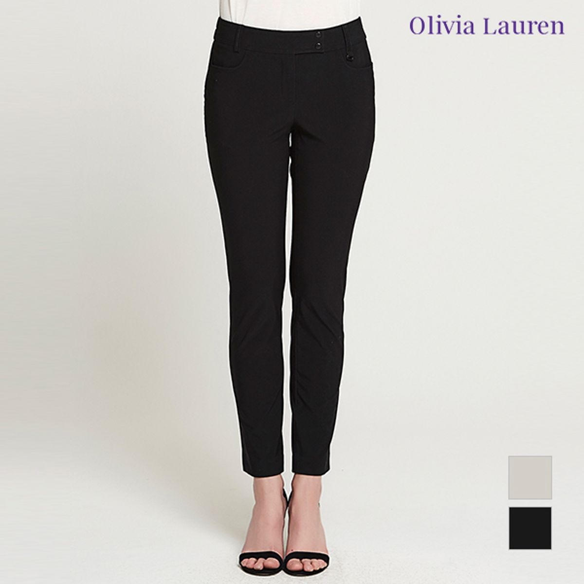 올리비아로렌(OLIVIALAUREN) 허리 E-BAND 스키니팬츠_VOCDLVM4121