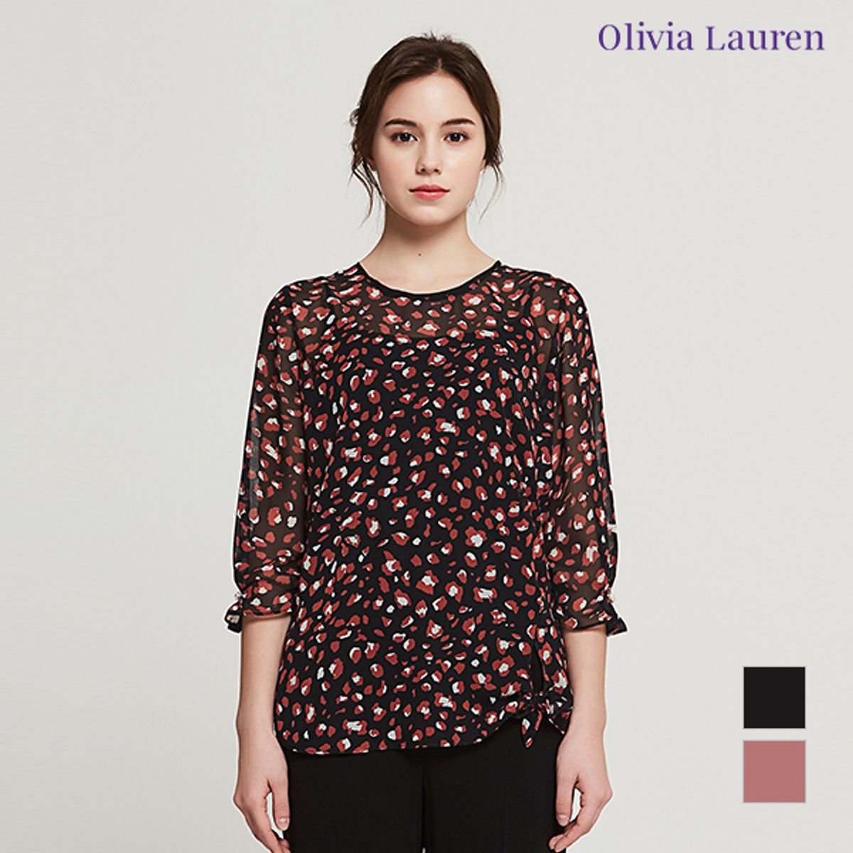 올리비아로렌(OLIVIALAUREN) 프린트 블라우스_VOCNLVM5151
