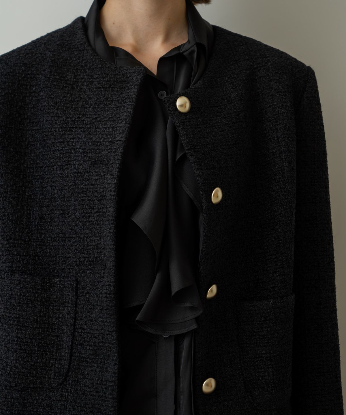 위오이(WIOE) Lena Tweed Wool Jacket_Black