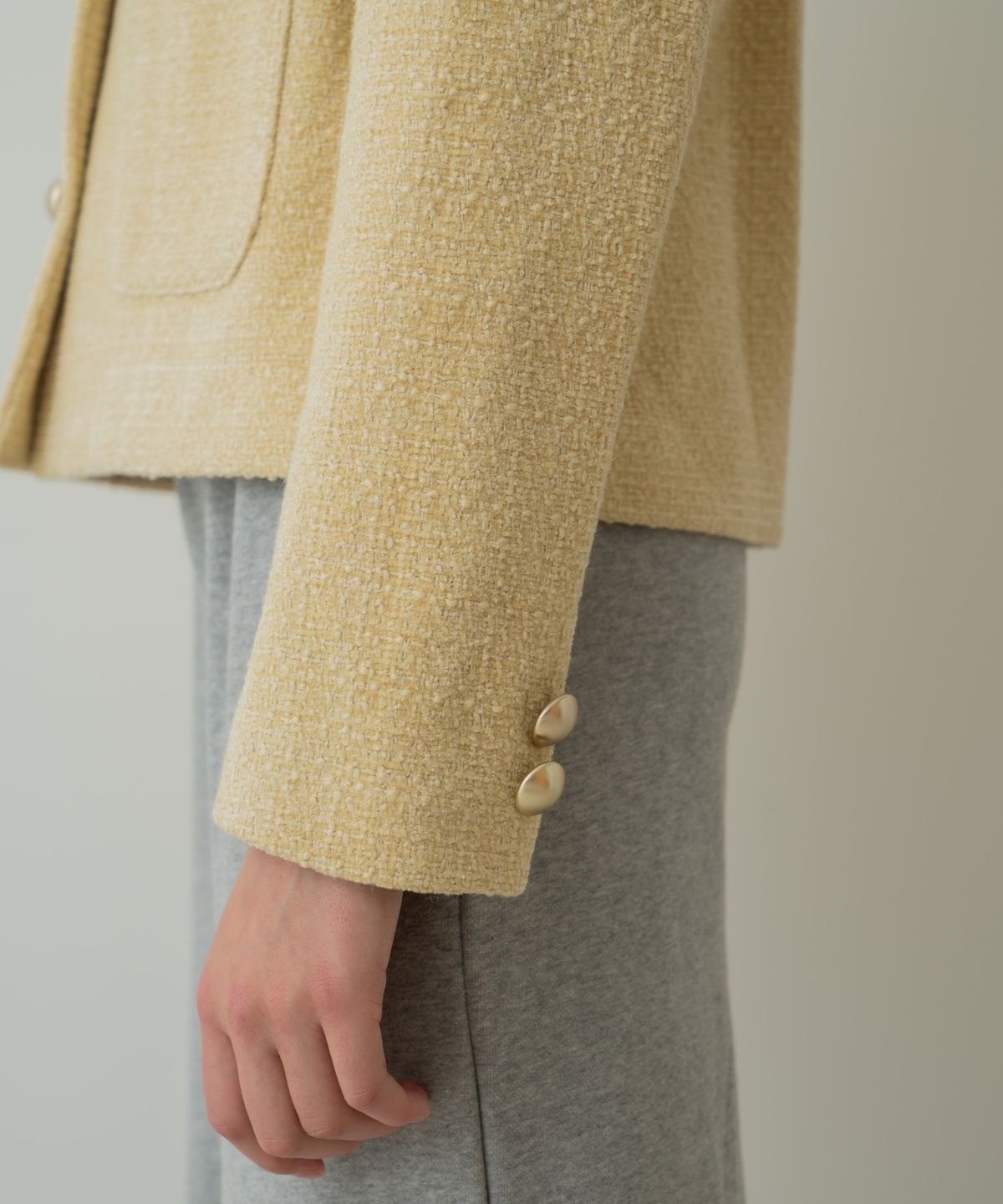 위오이(WIOE) Lena Tweed Wool Jacket_Butter Yellow