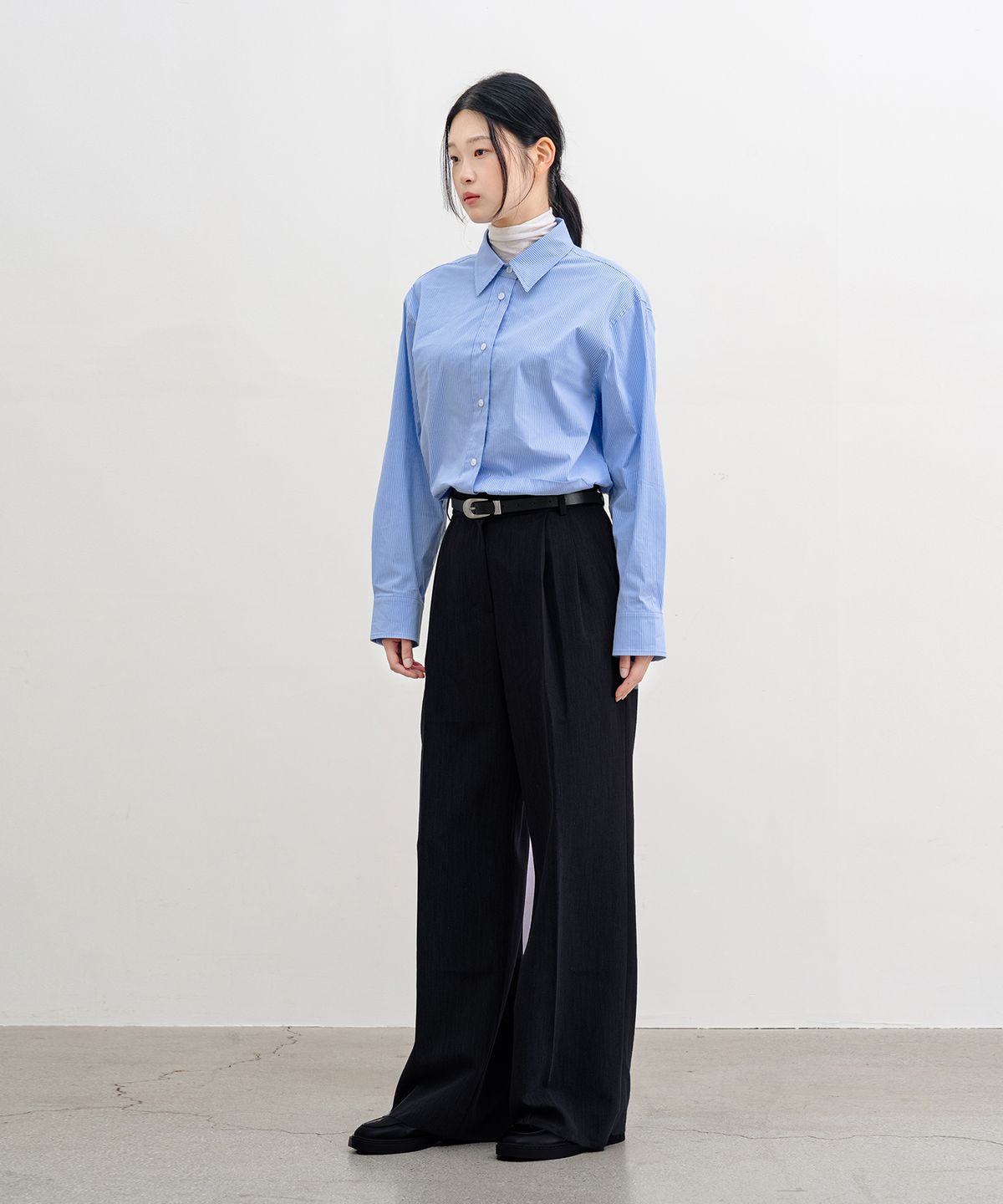 클루니(CLUNY) Moment Classic Pintuck Wide Pants - Black