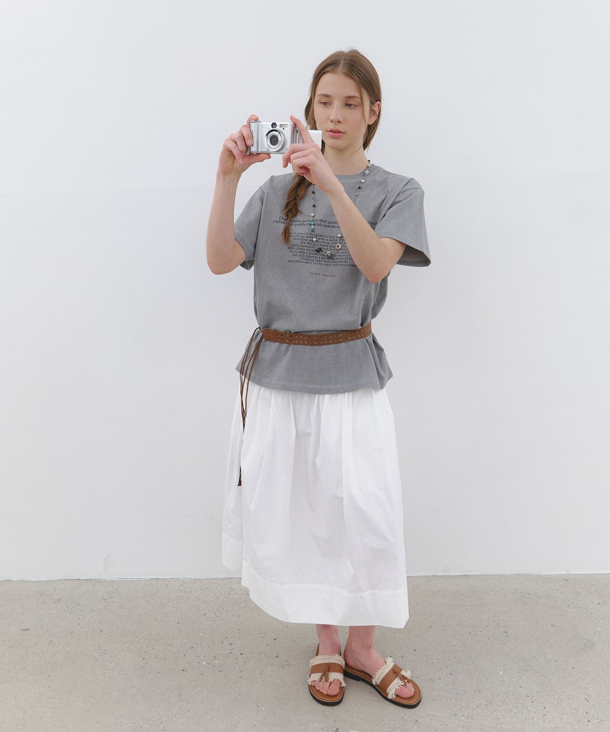클루니(CLUNY) Muse Shirring Flare Long Skirt - black