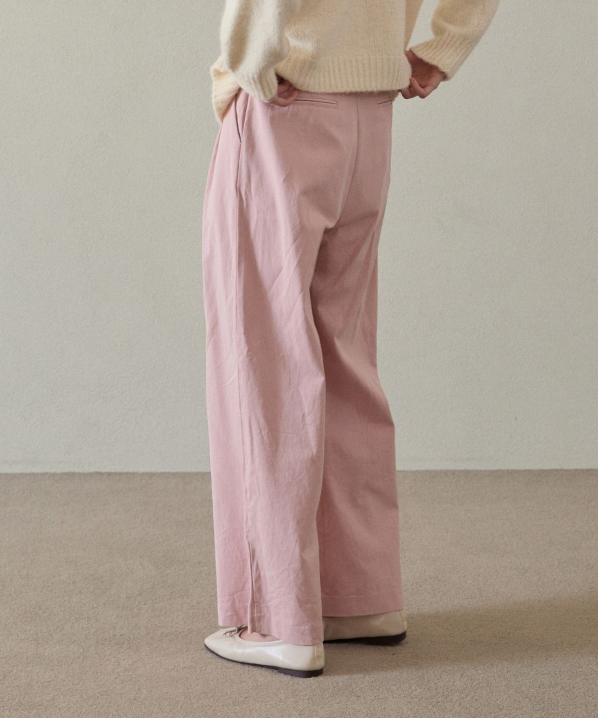 위오이(WIOE) Pintuck Cotton Wide Pants_Pink