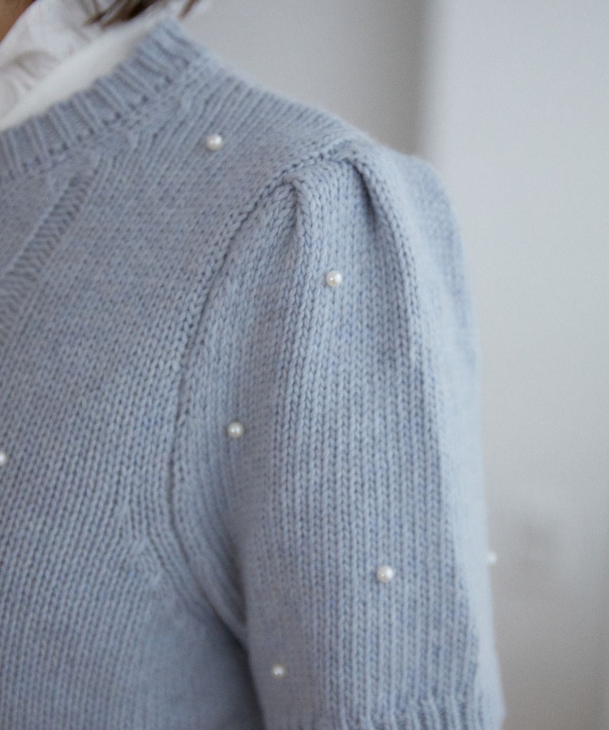 위오이(WIOE) Pearl Half Knit_Blue