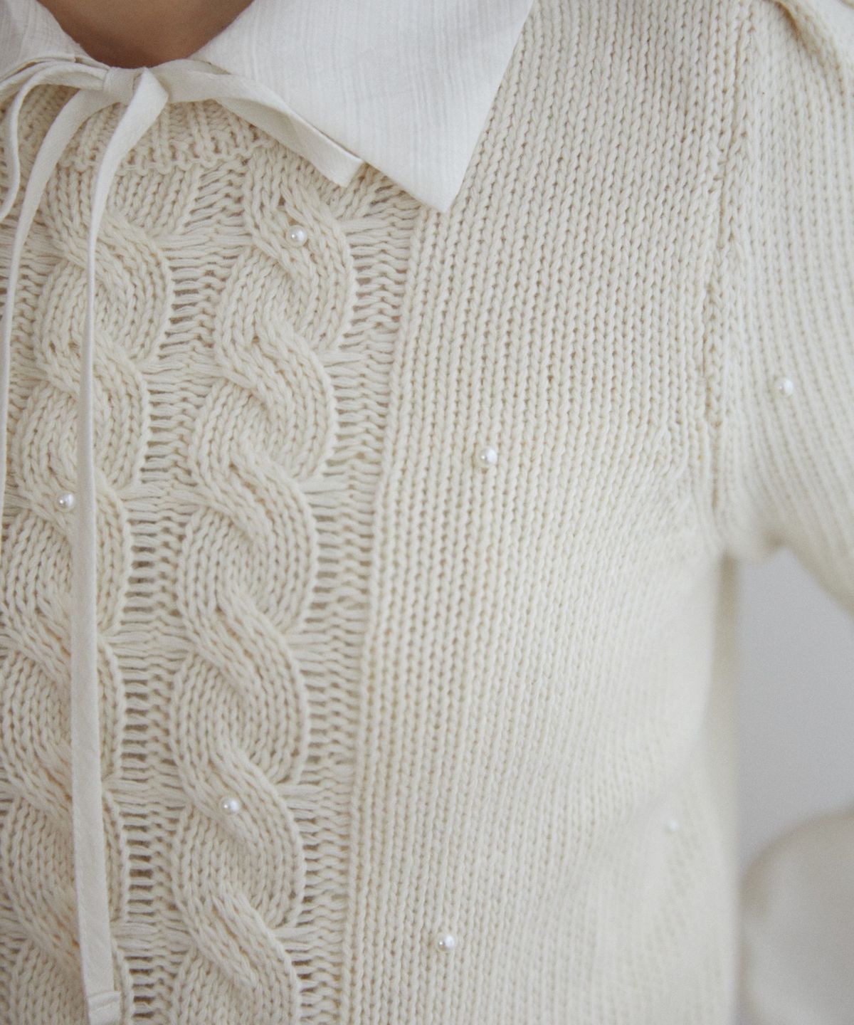 위오이(WIOE) Pearl Half Knit_Ivory