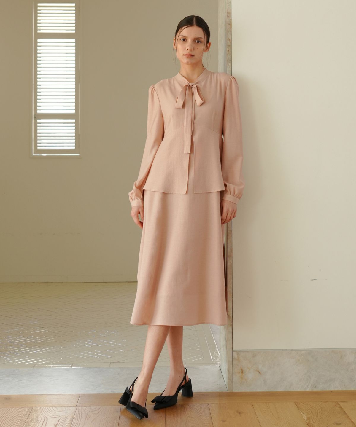 폴앤앨리스(PAUL&ALICE) RIBBON TIE DRESS / PINK