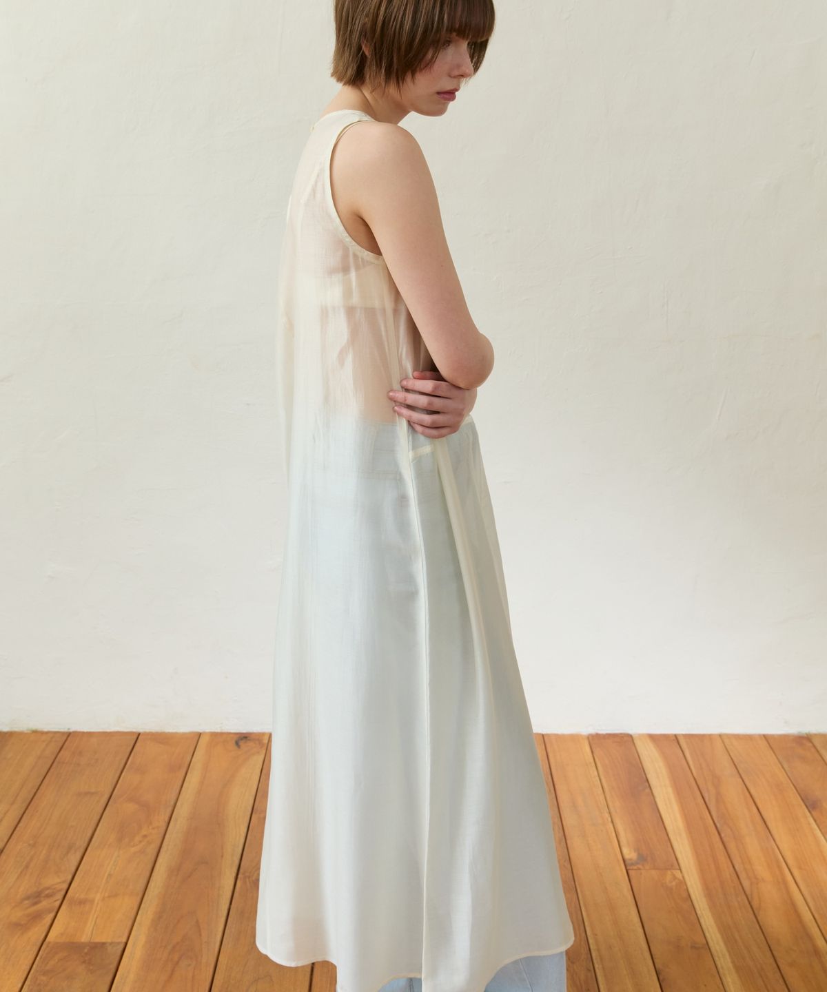 위오이(WIOE) Refresh Seethrouh Dress_Cream