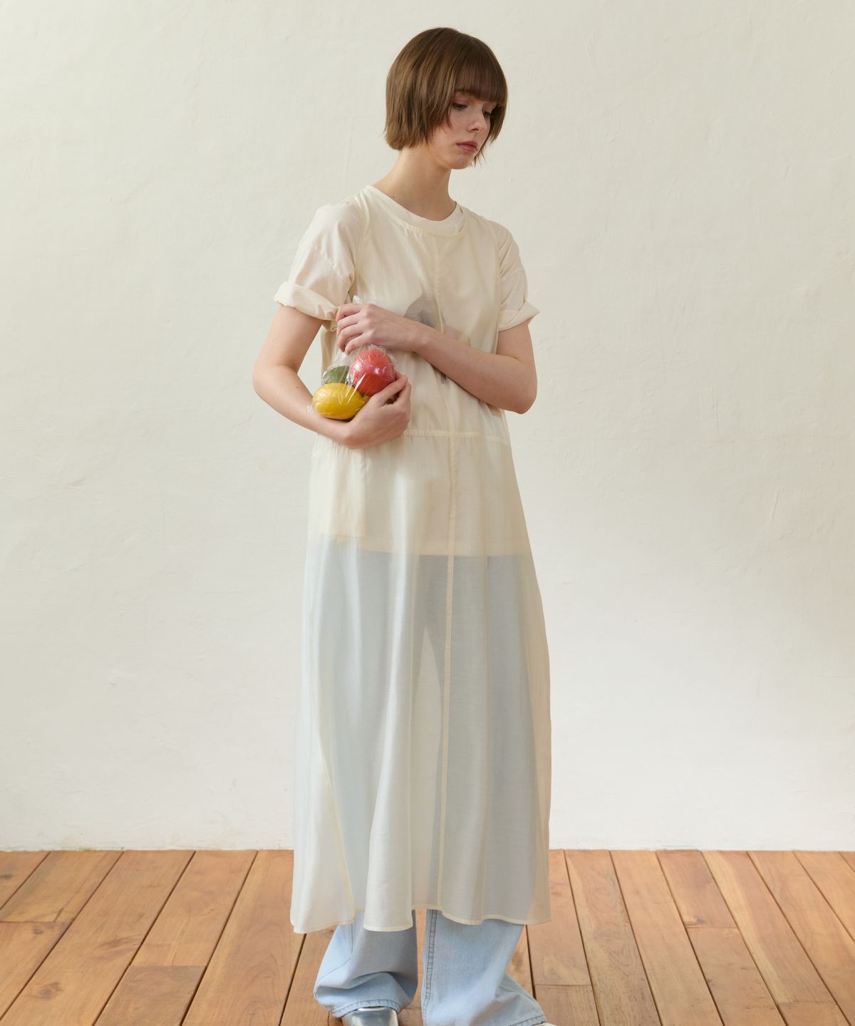 위오이(WIOE) Refresh Seethrouh Dress_Cream