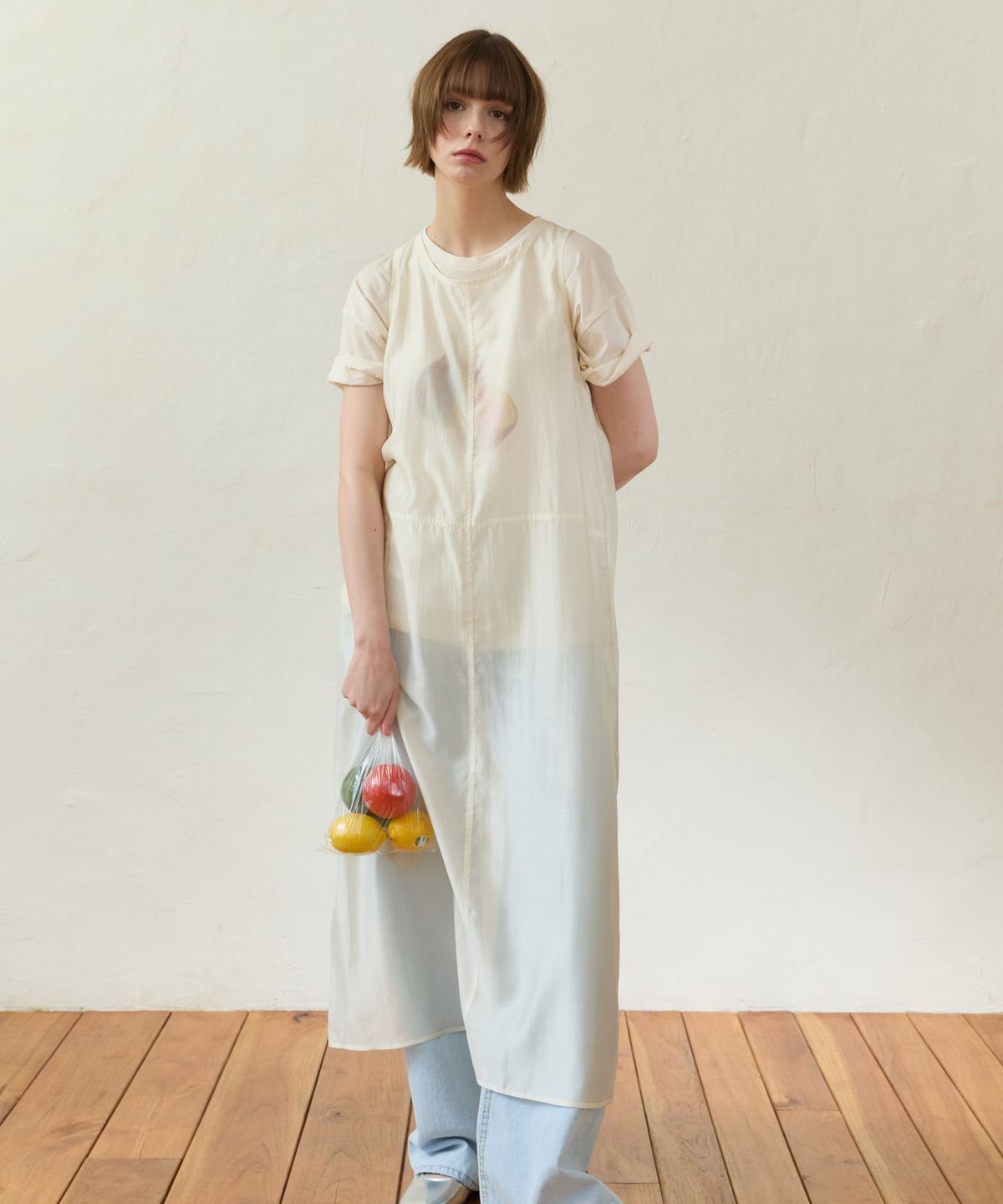 위오이(WIOE) Refresh Seethrouh Dress_Cream