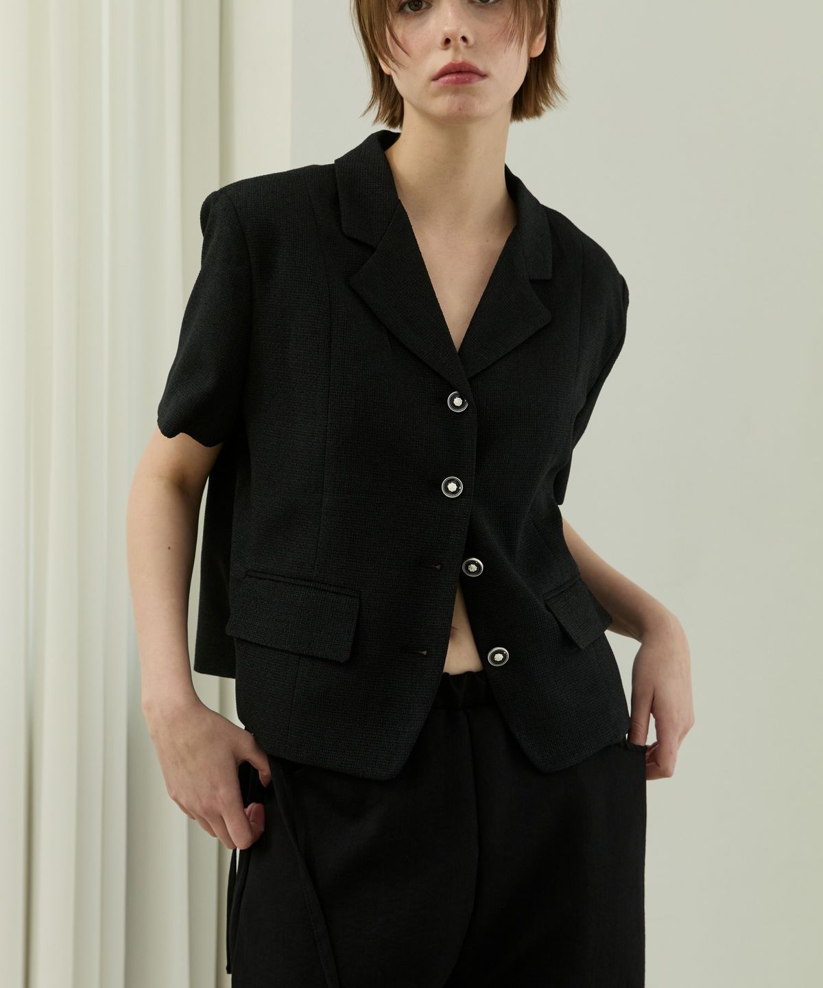 위오이(WIOE) Lausanne Tweed Jacket_Black