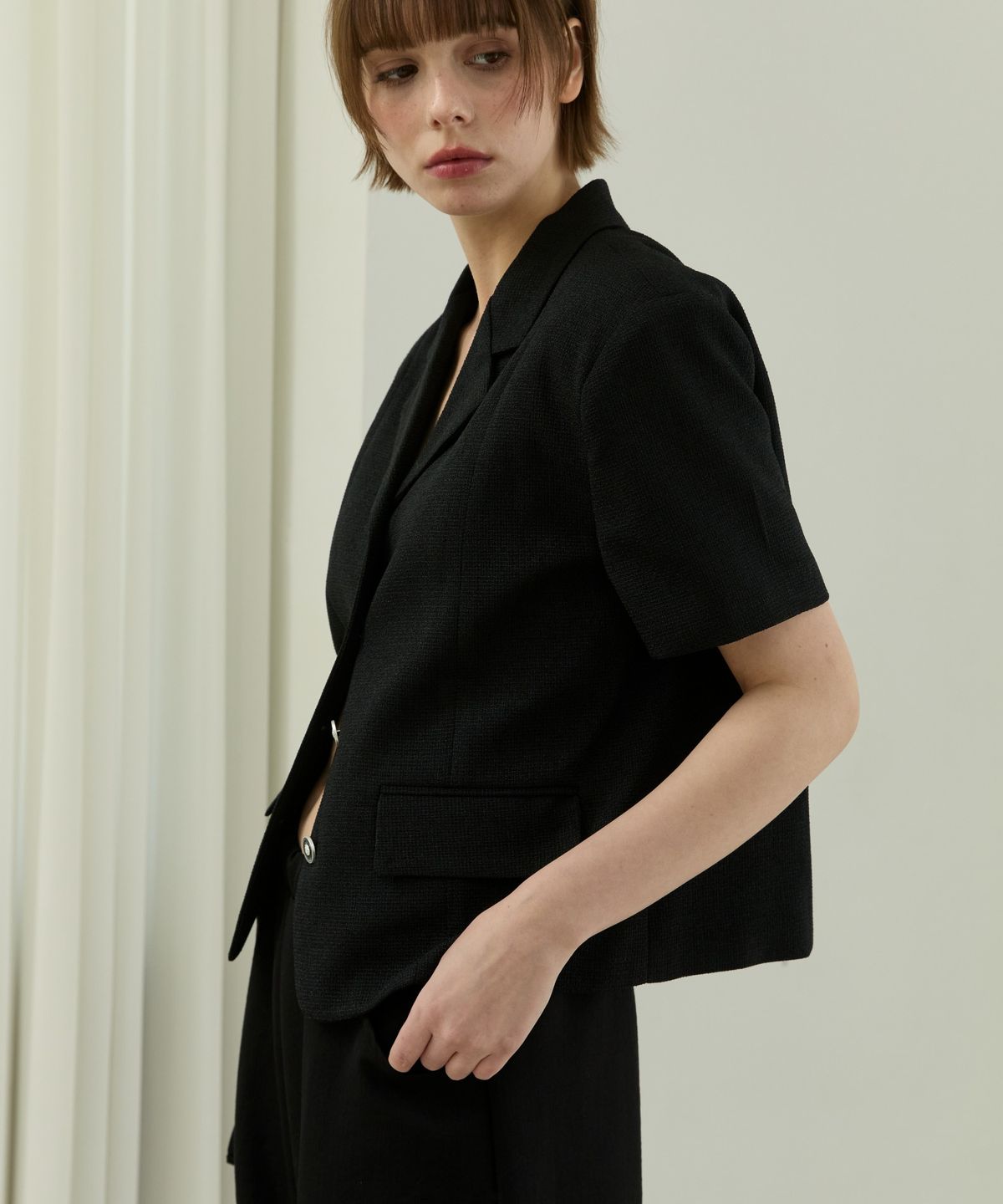 위오이(WIOE) Lausanne Tweed Jacket_Black