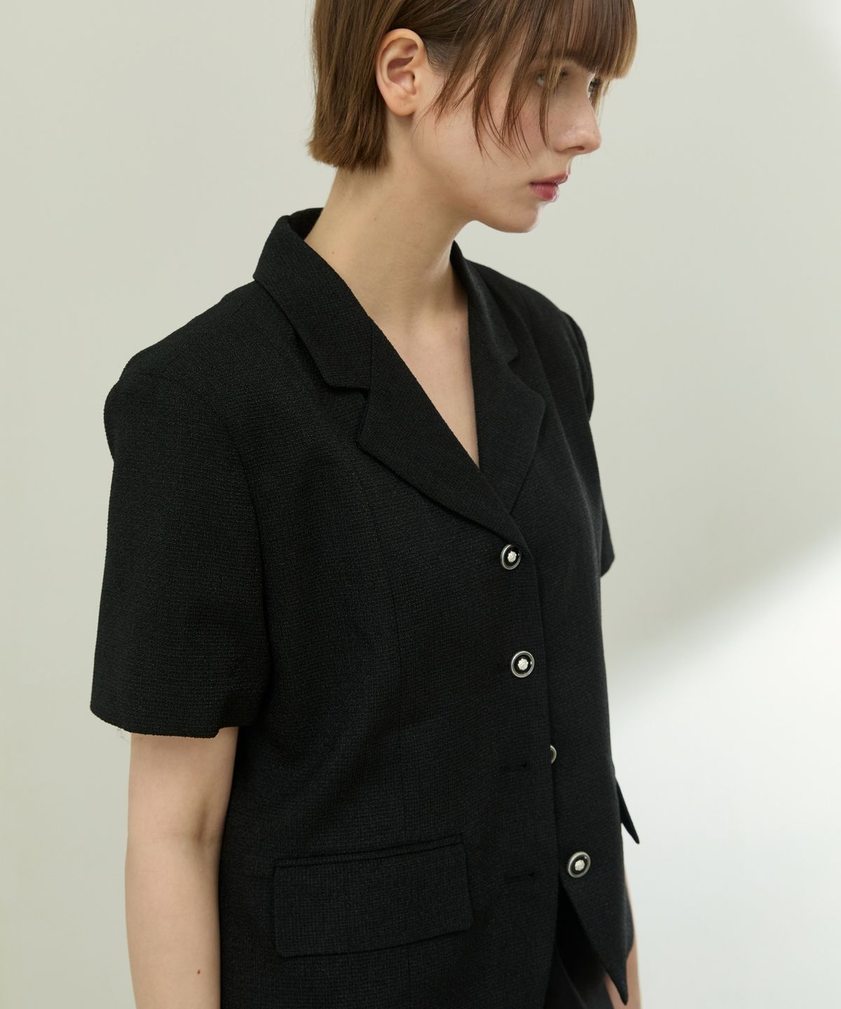 위오이(WIOE) Lausanne Tweed Jacket_Black