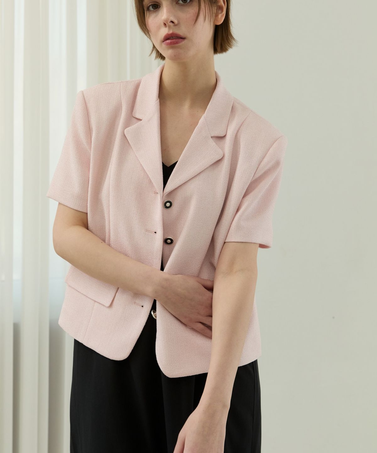 위오이(WIOE) Lausanne Tweed Jacket_Pink