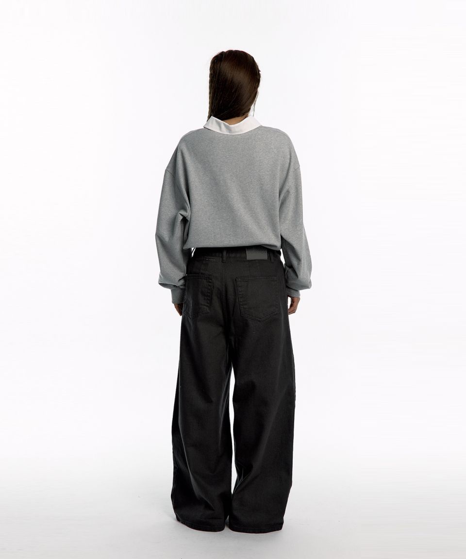 카시코(KASHIKO) Embroidered Pintuck Wide Pants Charcoal