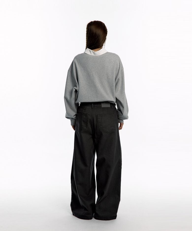 MUSINSA | KASHIKO Embroidered Pintuck Wide Pants Charcoal