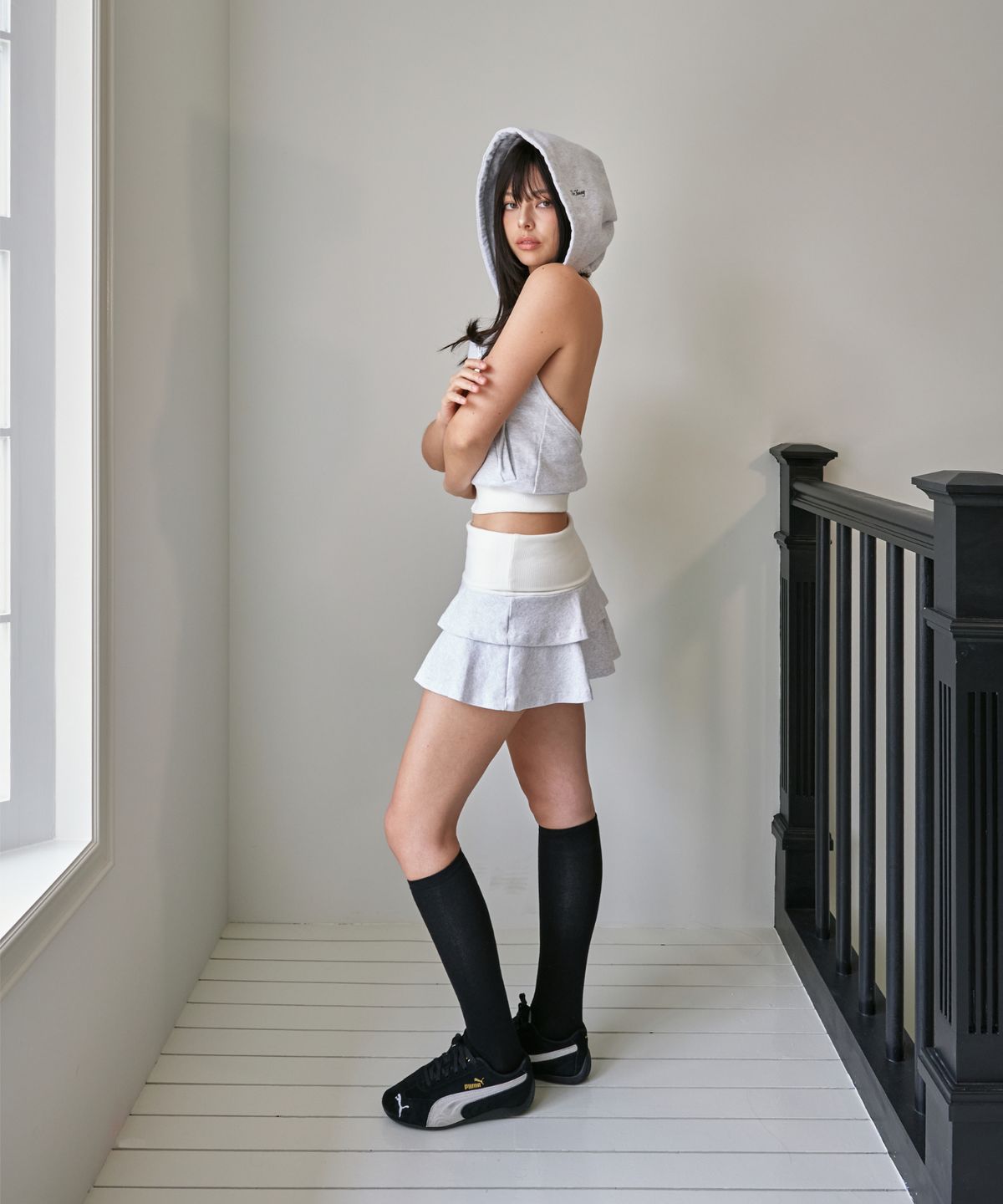포영(FOUR YOUNG) 00 Can Can Skirts White Melange