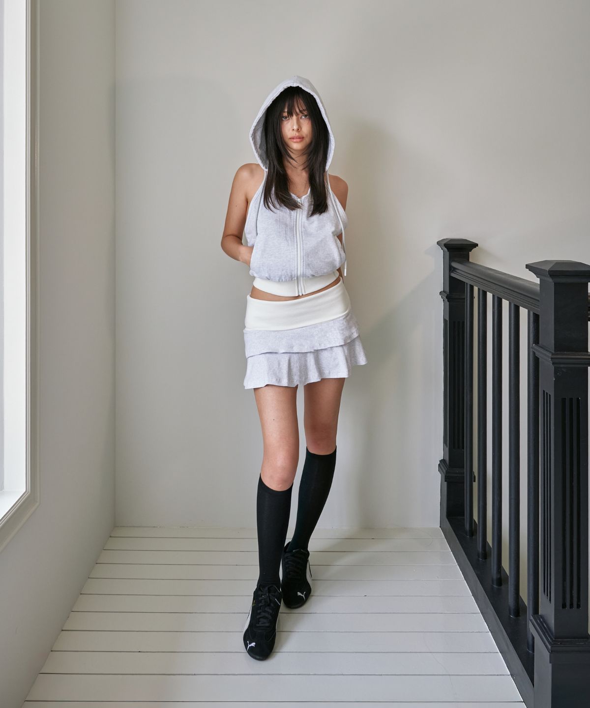 포영(FOUR YOUNG) 00 Can Can Skirts White Melange