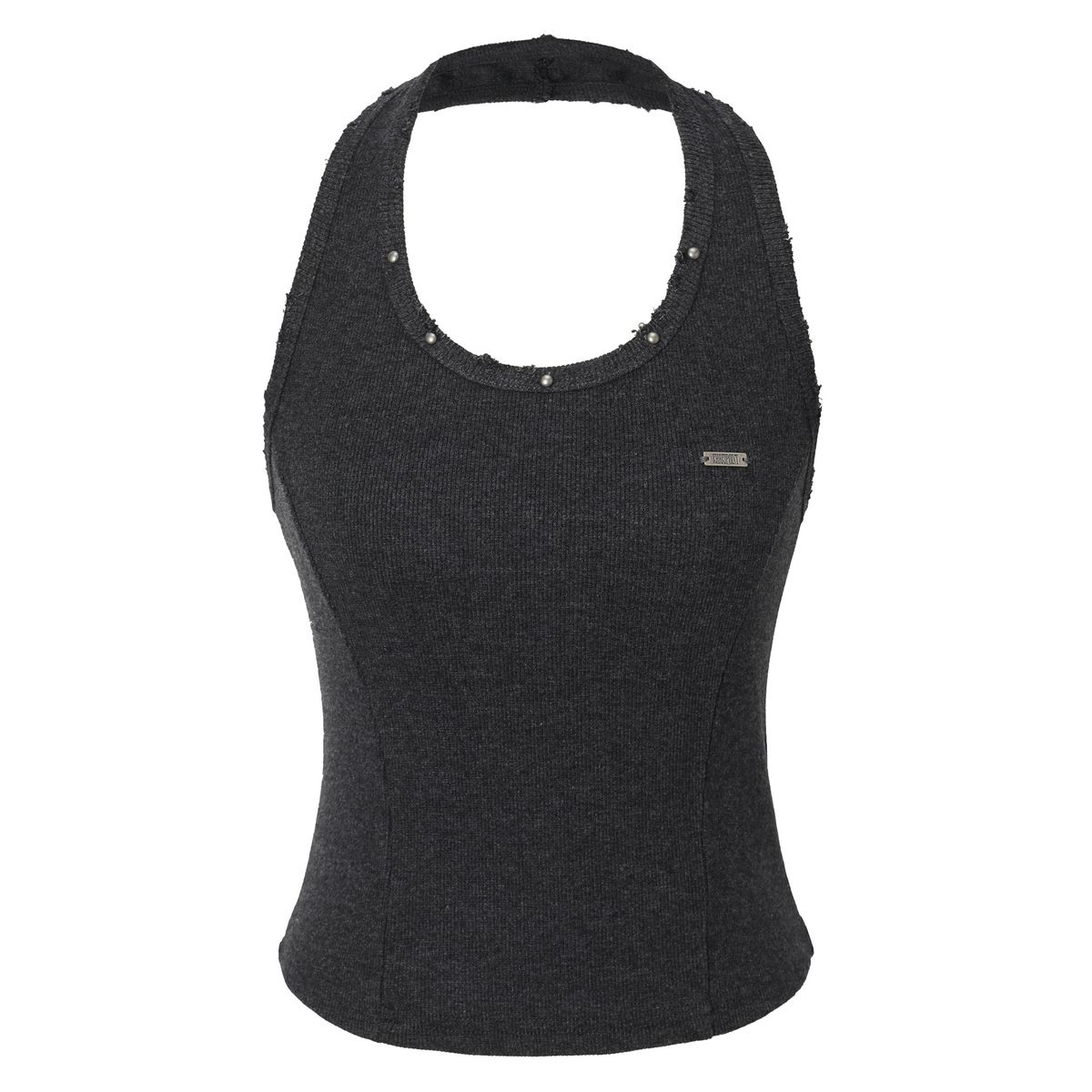 카키포인트(KHAKIPOINT) Damage Stud Halter Top (charcoal)