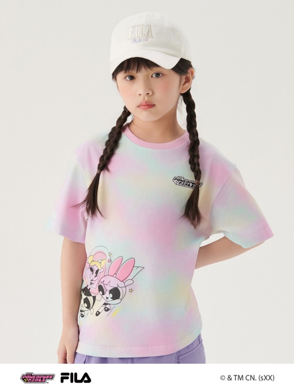 휠라 키즈(FILA KIDS) 파워퍼프걸 타이다잉 티셔츠