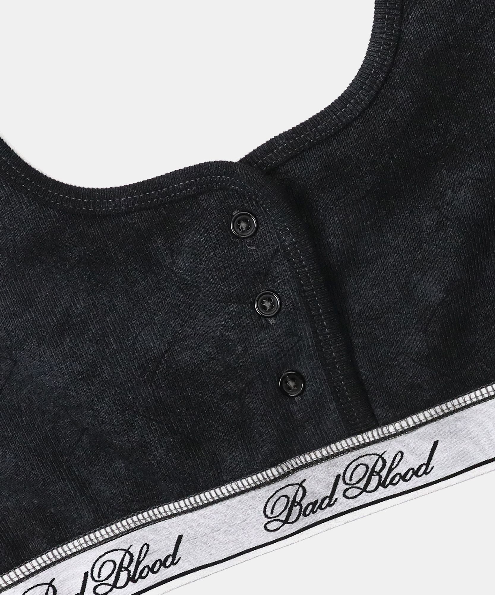 BADBLOOD ♥ Classic Logo 1/2 Tee Bra /追跡付 MUSINSA公式 | BADBLOOD Classic Logo 1/2 Tee Bra - Dusty Black