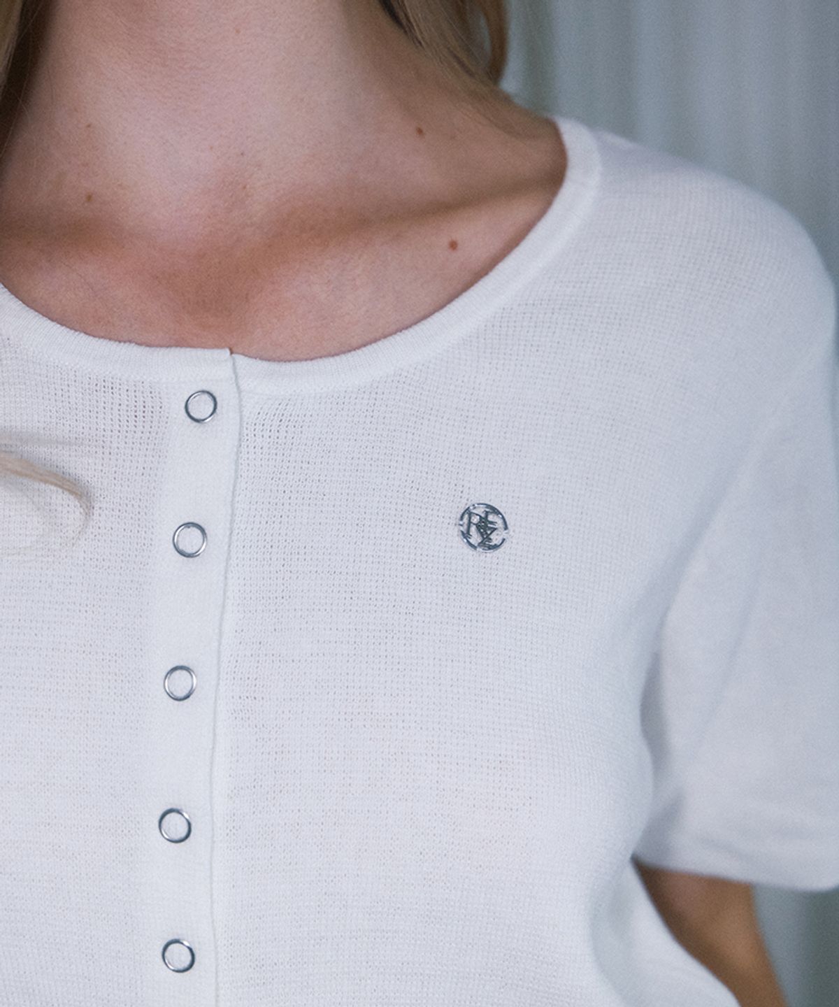 로제프란츠(ROSEFRANTZ) Eyelet Half Sleeve Cardigan [Ivory]
