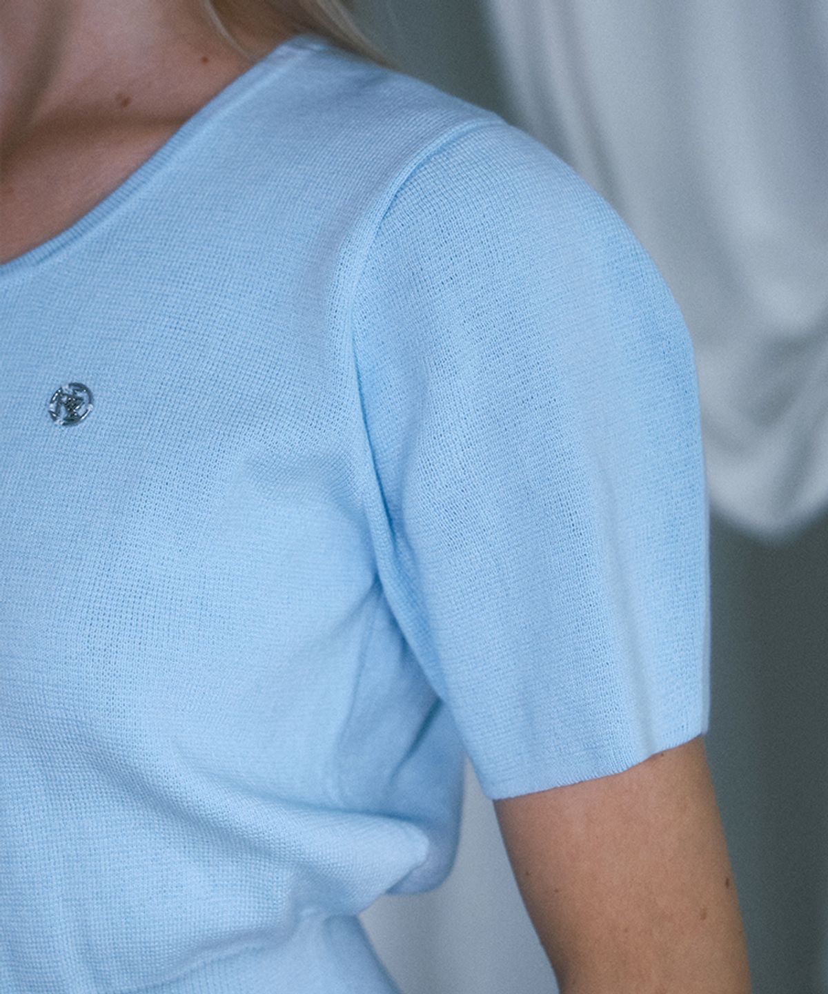 로제프란츠(ROSEFRANTZ) Eyelet Half Sleeve Cardigan [Sky Blue]