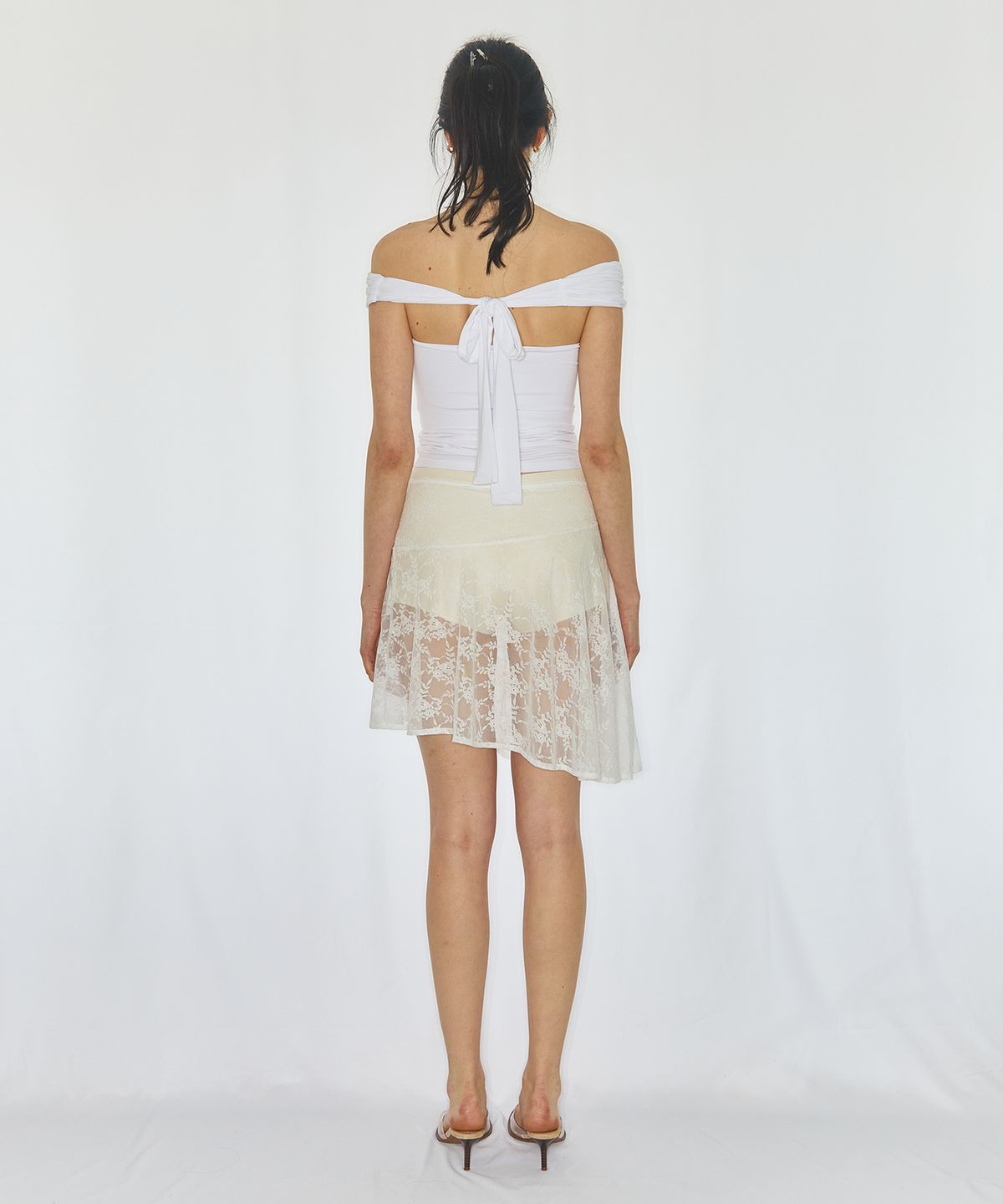 유히리(YUHEELEE) MESH LACE SKIRT / WHITE