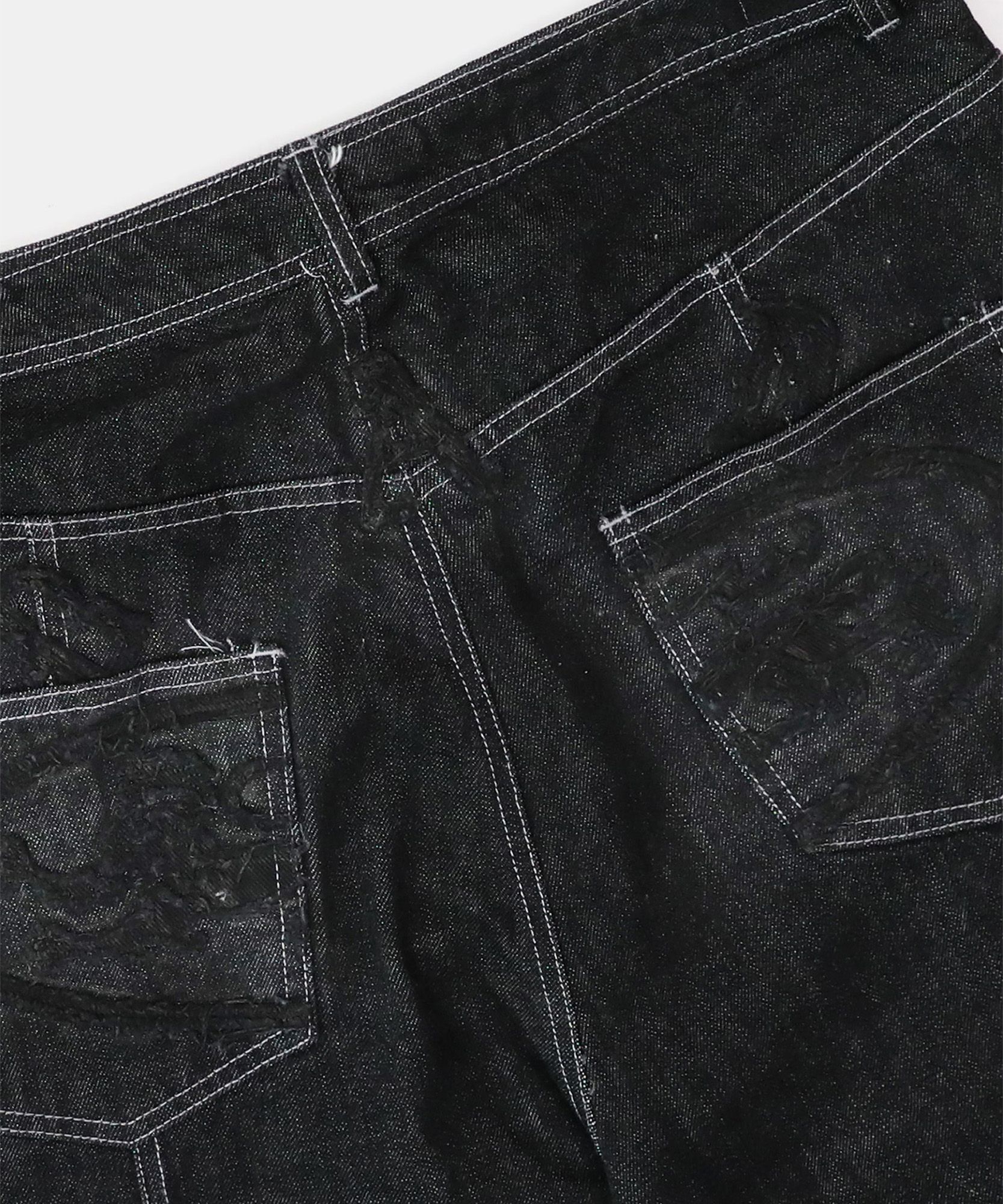 ★BADBLOOD★ Lion Patch Bermuda Denim Pants Black w-srt25-01 MUSINSA | BADBLOOD Lion Patch Bermuda Denim Pants - Black
