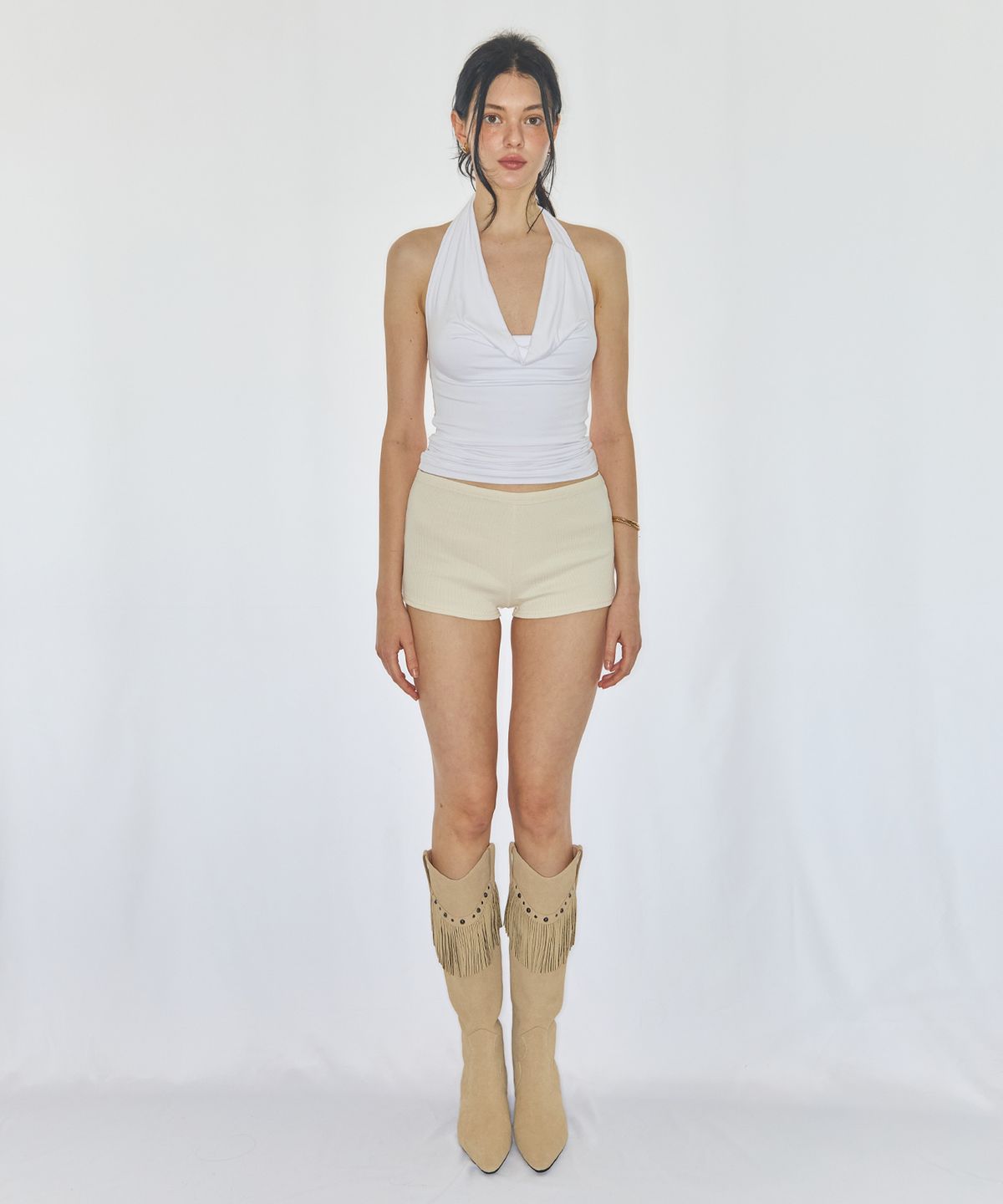 유히리(YUHEELEE) BASIC RIBBED SHORTS / CREAM
