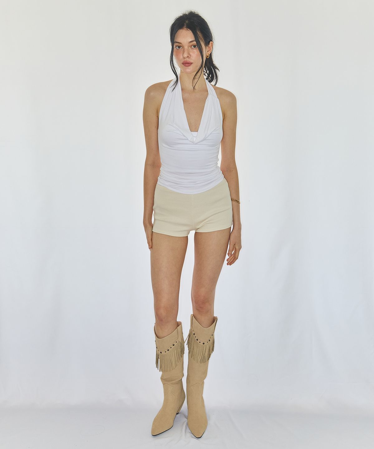 유히리(YUHEELEE) BASIC RIBBED SHORTS / CREAM