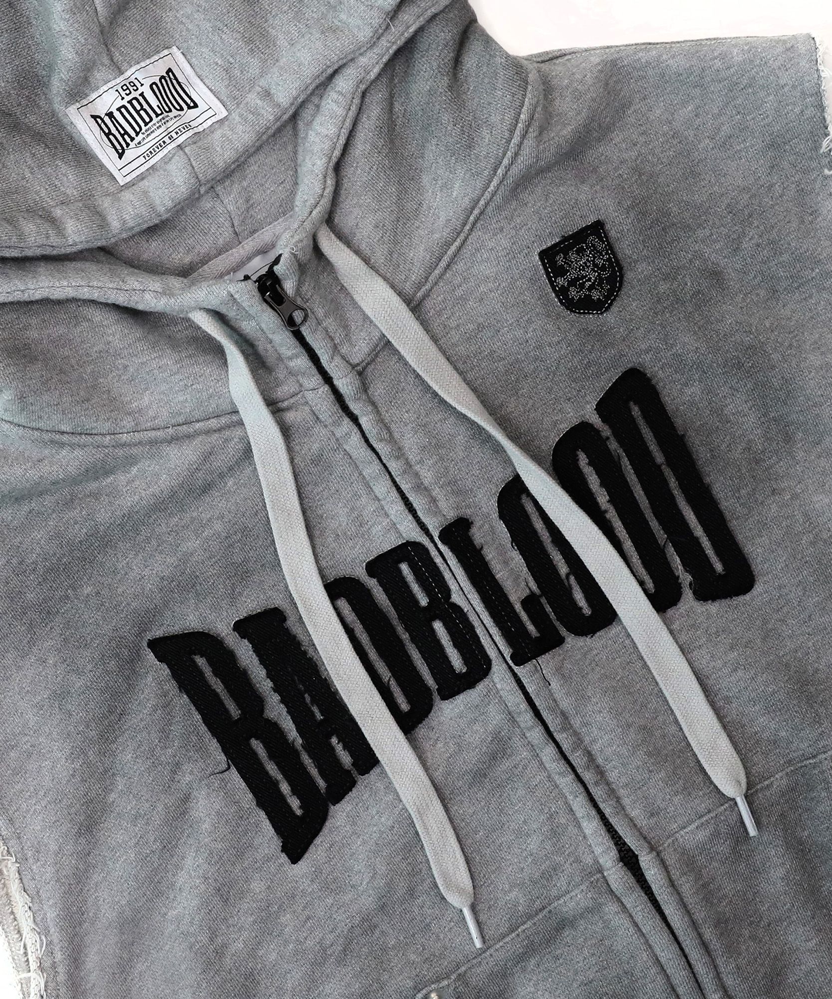 BADBLOOD ♥ Curved Logo Sleeveless Hooded Zip-Up MUSINSA | BADBLOOD Curved Logo Sleeveless Hooded Zip-Up