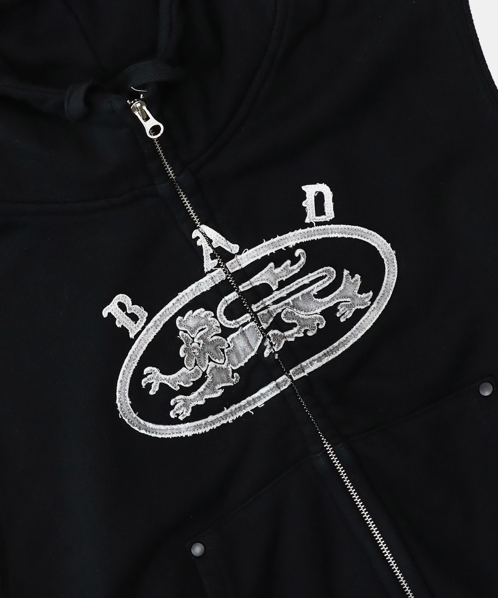 ◆25SS BADBLOOD Mystic Patch Sleeveless Hooded Zip-Up/2色◆ MUSINSA | BADBLOOD Mystic Patch Sleeveless Hooded Zip-Up