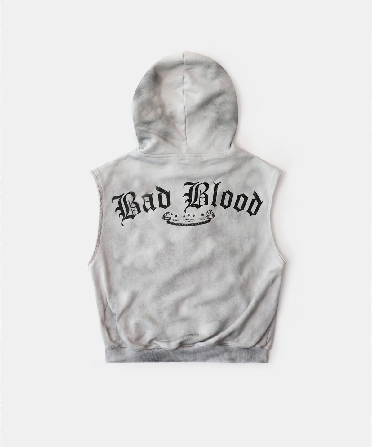 배드블러드(BADBLOOD) 미스틱 패치 슬리브리스 후드 집업 - 워시드화이트