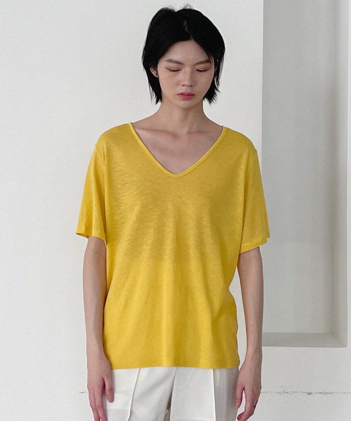 에이리프(A.RIFF) [2 pack] 9Colors - Soft Loosefit linen t-shirt (V-neck, Round-neck)