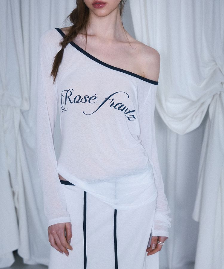 MUSINSA | ROSÉ FRANTZ Sheer Lettering Long Sleeve [White]